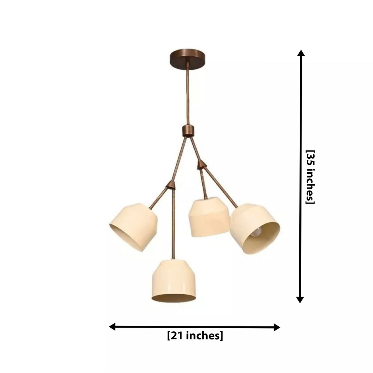 Size guide for Charleston Sculptural Branch Chandelier – 4 Light – 21 Inch – Model 62184
