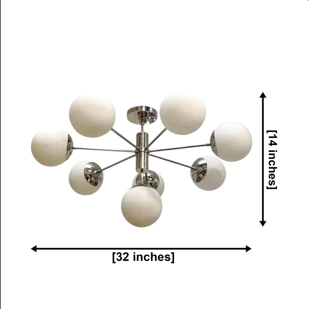 Size guide for Como Opal Globe Sputnik Chandelier – 8 Light – 32 Inch – Model 62139