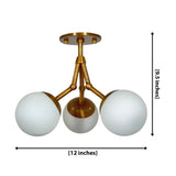 Cordoba 3 light sculptural globe chandelier dimension view showing 12 inch width and 9.5 inch overall height.
