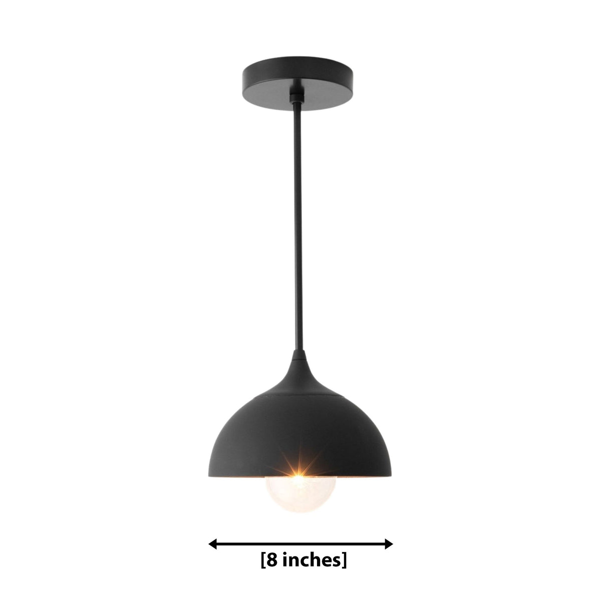 Size guide for Delphi Dome Pendant – 1 Light – 8 Inch – Model 62240