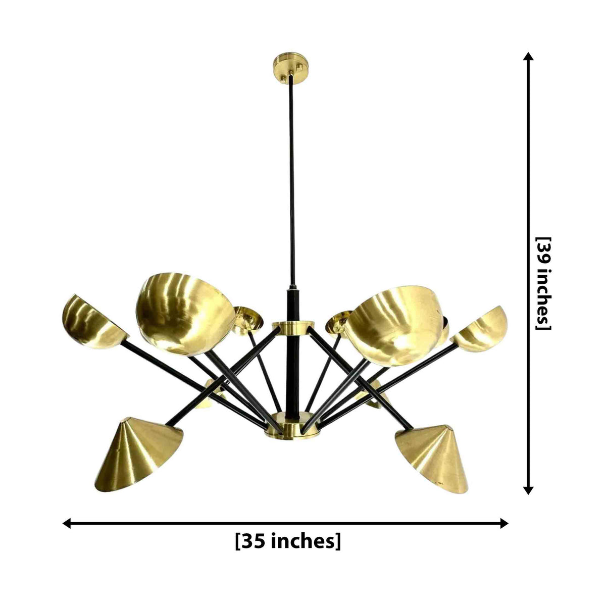 Size guide for Dijon Sculptural Bowl Chandelier – 12 Light – 35 Inch – Model 62294