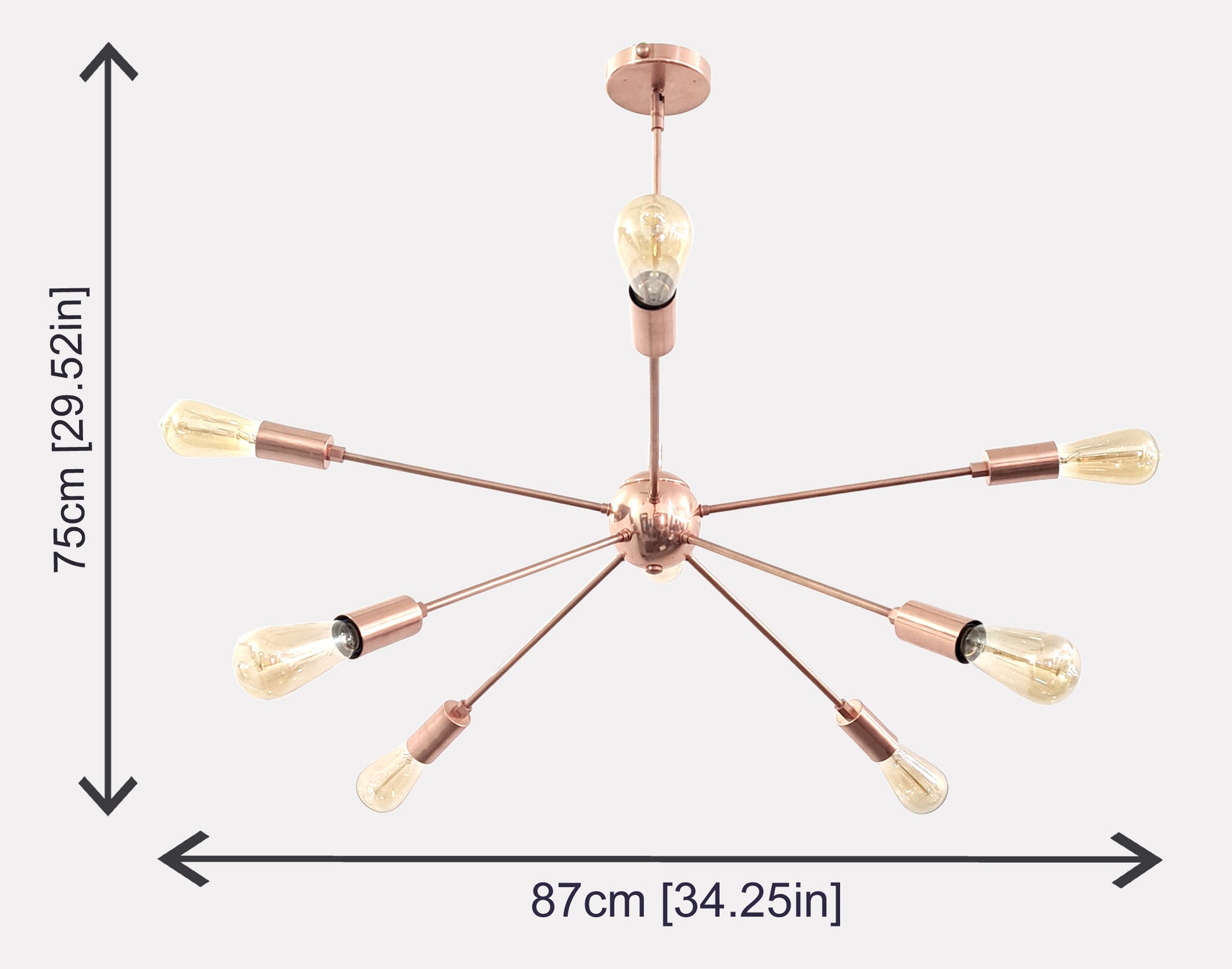 8 Arms Brass Sputnik Chandelier 34" Wide - 32138