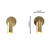 Milan adjustable antique brass cylinder wall sconce measuring 8 inches high with a 5-inch projection, featuring a handcrafted solid brass cylindrical spotlight.