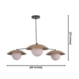 Eclipse 3 light chandelier dimensions showing 40 inch width and 25 inch overall height