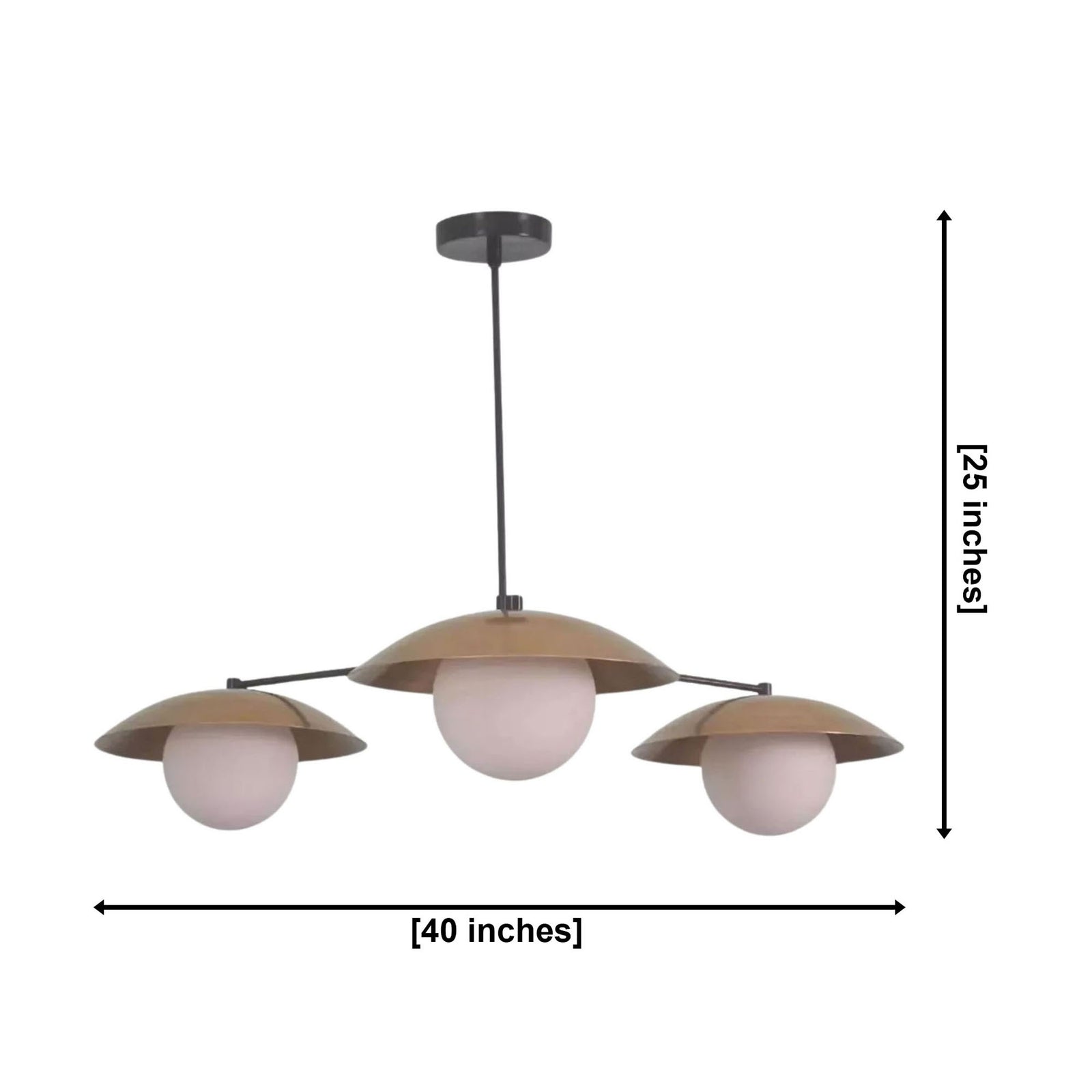Size guide for Eclipse Halo Disc Globe Chandelier – 3 Light – 40 Inch - Model 62045