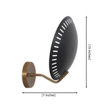Eclipse perforated disc wall sconce dimension view showing 15 inch diameter and 7 inch projection, Model 32834.