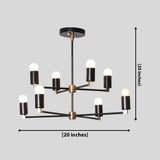 Edinburgh 8 light two-tier chandelier dimension view showing 20 inch width and 20 inch overall height.