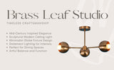 Mid-Century Modern 3-Light Brass Ceiling Chandelier – Custom Handmade by BRASS LEAF STUDIO 32194