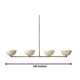 Florence 4 light linear bowl chandelier dimension view showing an overall width of 46 inches.