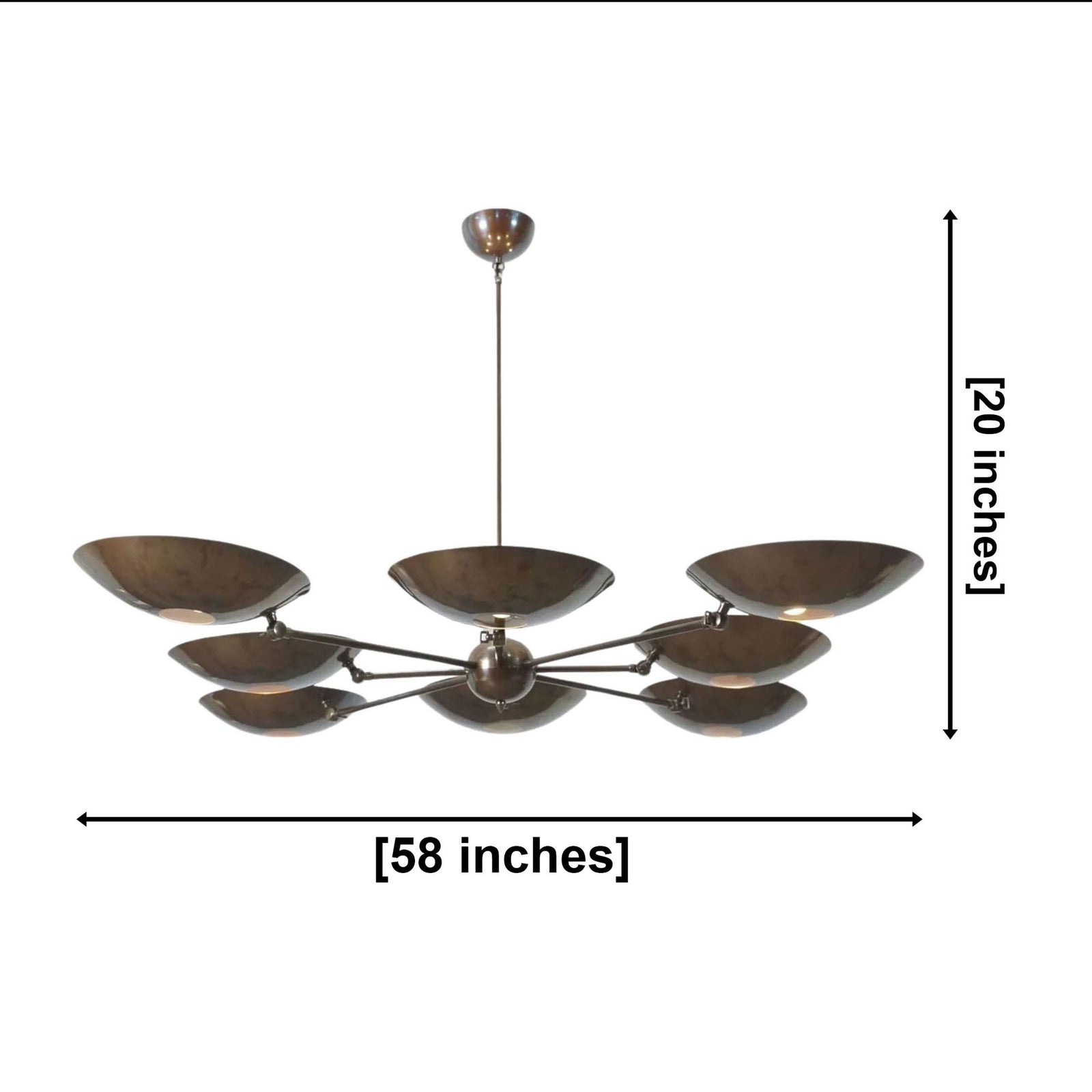 Size guide for Florence Sculptural Bowl Chandelier – 8 Light – 58 Inch – Model 62055