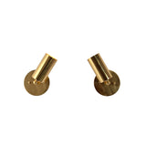 Milan adjustable antique brass cylinder wall sconce with minimalist cylindrical spotlight shade and round wall backplate, modern brass wall light.