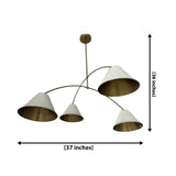 Genoa 4 light sculptural chandelier dimension image showing 37 inch width and 36 inch overall height.