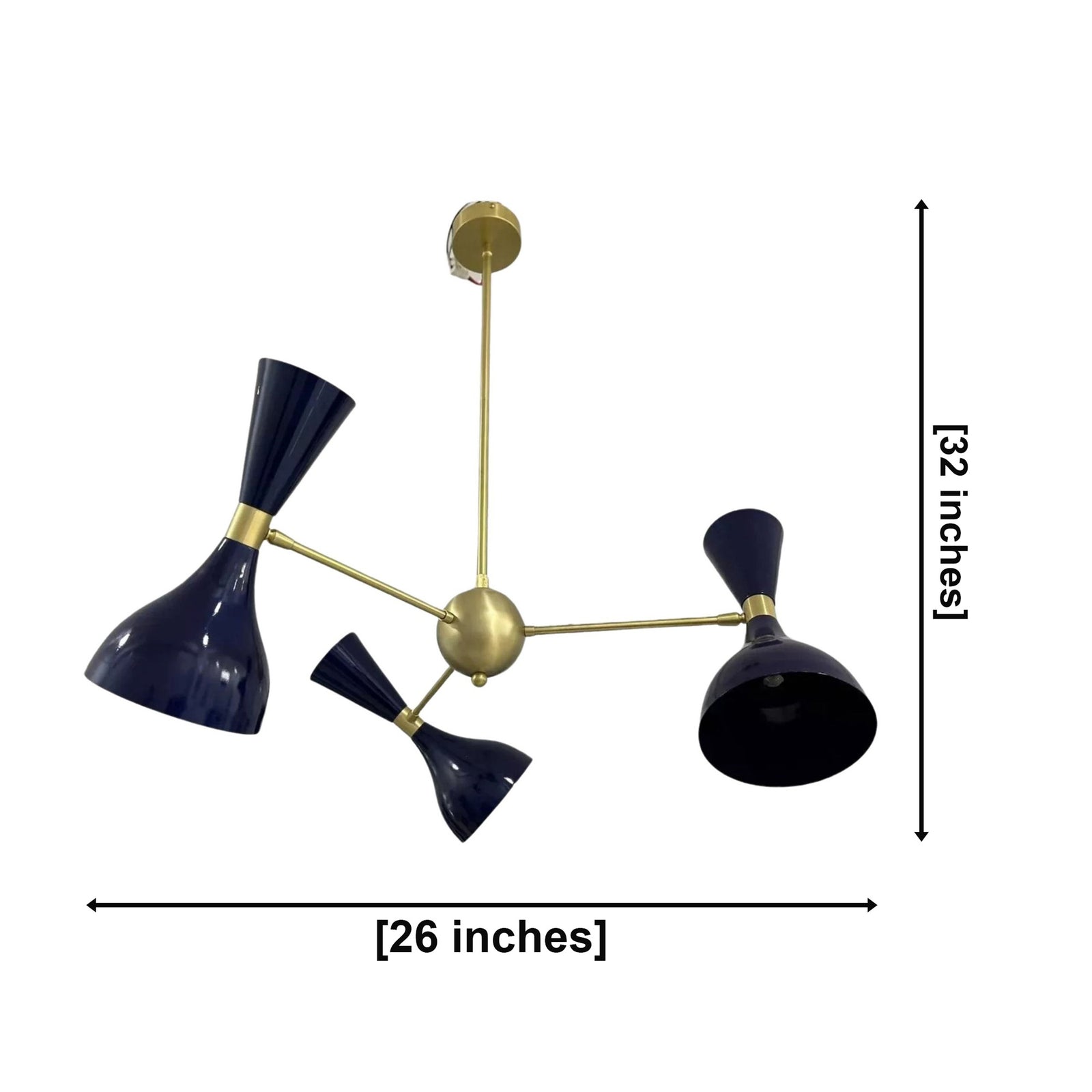 Size guide for Hamburg Double-Cone Sputnik Chandelier – 6 Light – 26 Inch – Model 62098
