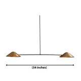 Hamburg 2 light linear cone chandelier dimension view showing a 54 inch overall width.
