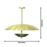 Hamptons 3 light sculptural dome chandelier dimension view showing 30 inch width and 18 inch overall height.