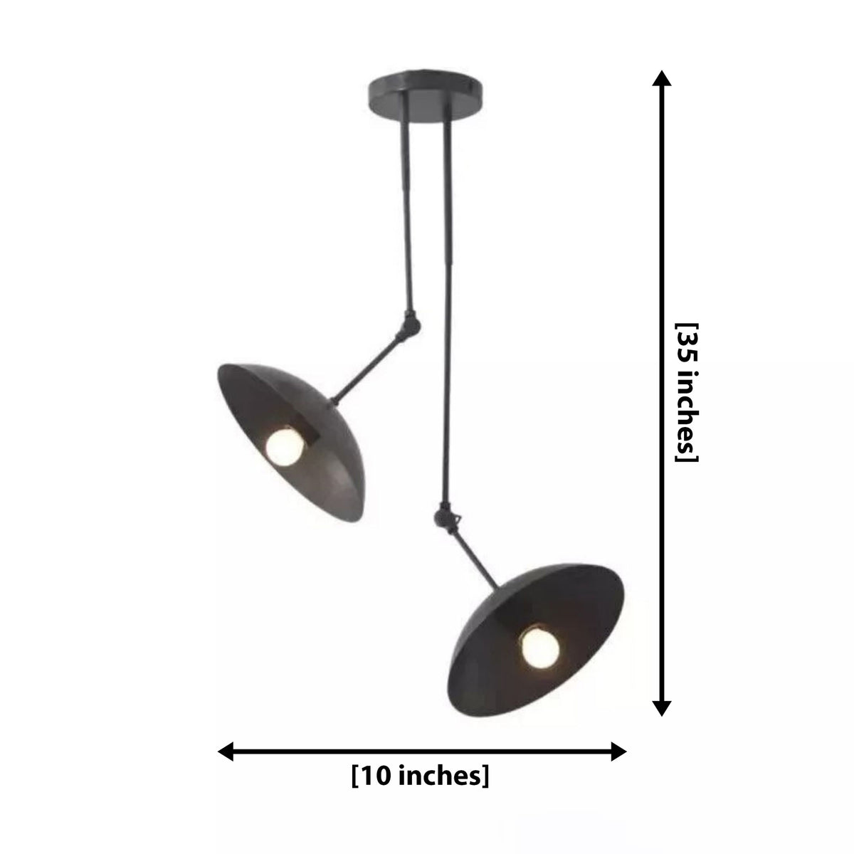 Size guide for Hanoi Adjustable Disc Chandelier – 2 Light – 10 Inch – Model 62169