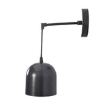 Side profile view of Harlow modern black dome wall sconce with slim horizontal arm and rounded dome shade.