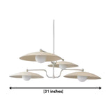 Hobart 4 light layered disc chandelier dimension view showing an overall width of 31 inches.
