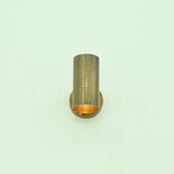 Bottom angled view of Hobart brass wall sconce showing open cylindrical shade, perforated metal detailing, and warm interior illumination.