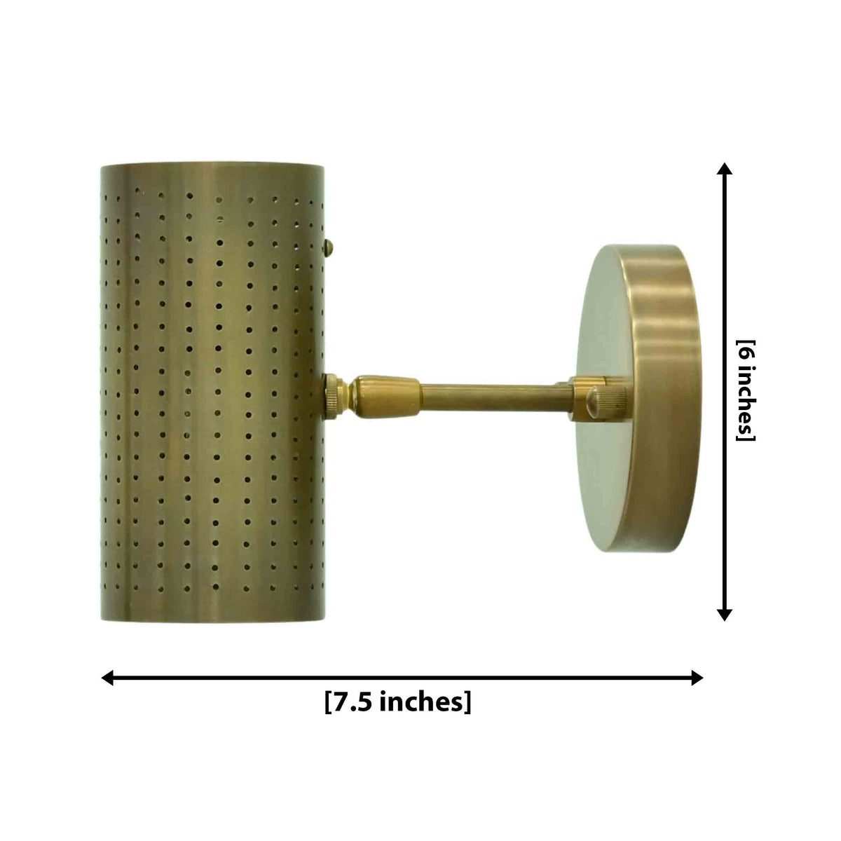 Size guide for Hobart Perforated Cylinder Wall Sconce – 1 Light – 7.5 Inch 73062