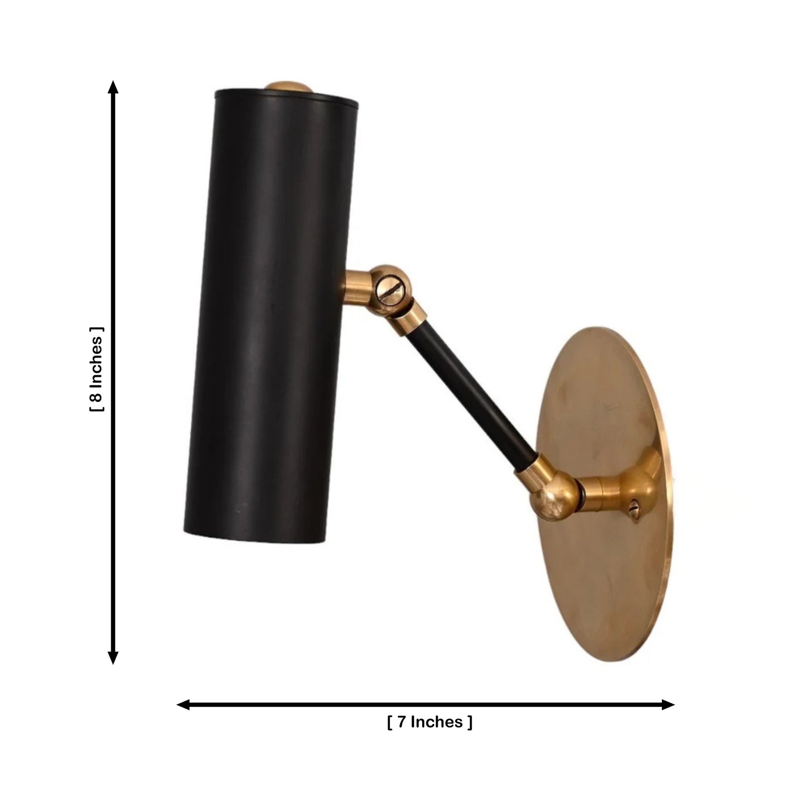 Size guide for Hudson Adjustable Cylinder Wall Sconce – Adjustable Arm – 8 Inch – Model 32732