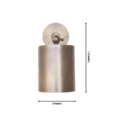 Dimension diagram of the Hudson adjustable cylinder wall sconce measuring 12 inches in overall height and 6 inches in shade diameter.