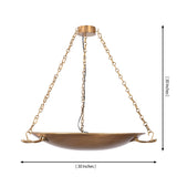 Dimension illustration of the Hudson Artisan Bowl Chandelier showing a 30-inch width and 30-inch overall height with adjustable chain suspension.