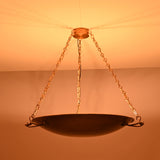Side illuminated view of the Hudson Artisan Bowl Chandelier featuring decorative chain suspension and artisan-inspired bowl silhouette.