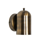 Front angled view of the Hudson Dome Wall Sconce featuring a handcrafted solid brass dome shade with a minimalist contemporary design.