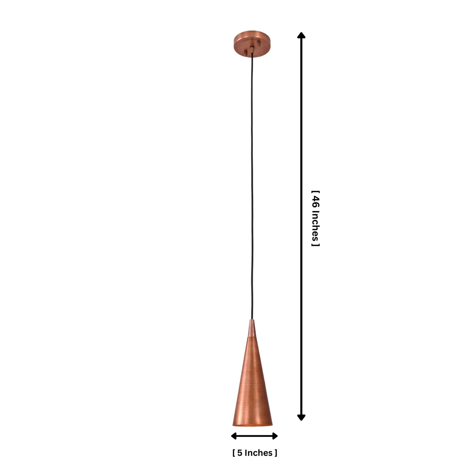 Size guide for Hudson Modern Copper Cone Pendant Light – Single Light – 5 Inch – Model 33178