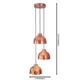 Hudson modern copper three shade cluster pendant light with 16 inch width and 47.5 inch overall height dimensions