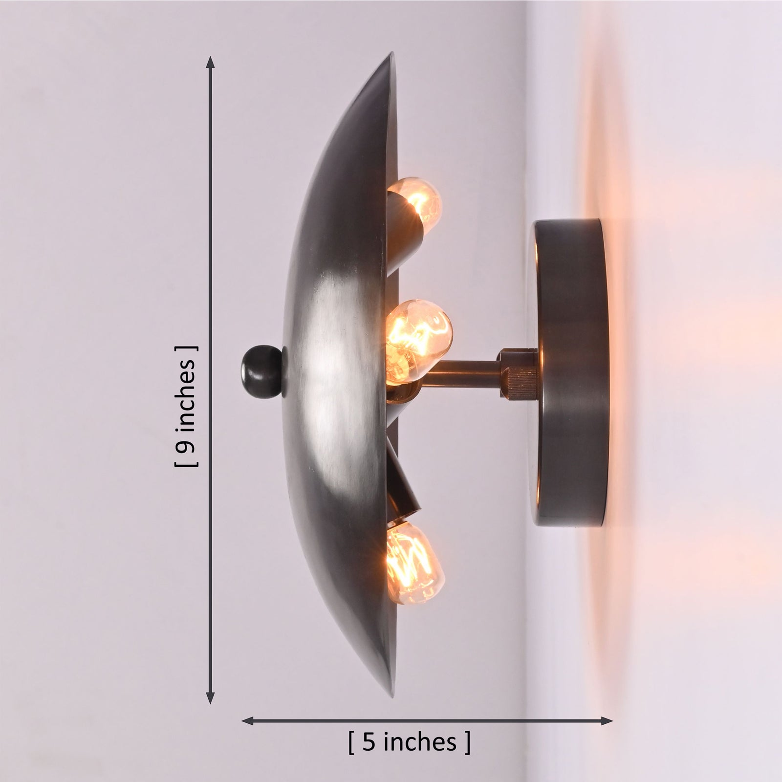 Size guide for Hudson Modern Dome Flush Mount Wall Light – 3 Light – 9 Inch – Model 32643