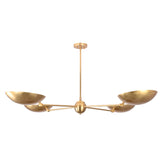 Angled front view of the Hudson Modern Quad Bowl Chandelier highlighting four handcrafted bowl shades and balanced multi-arm construction.