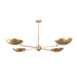 Front view of the Hudson Modern Quad Bowl Chandelier featuring four handcrafted adjustable bowl shades with a sleek Mid-Century Modern silhouette.