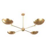 Hero view of the Hudson Modern Quad Bowl Chandelier displaying sculptural four-arm design with handcrafted brass bowl shades.