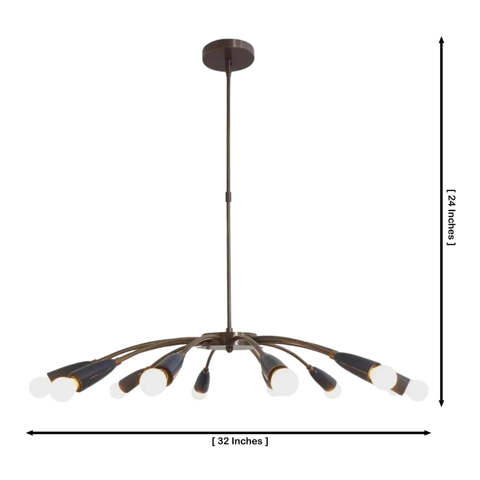 Size guide for Hudson Orbit Sputnik Chandelier – 12 Lights – 32 Inch – Model 33197