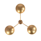 Top view of Hudson handcrafted brass triple dish chandelier showing the circular shade layout and ceiling canopy.