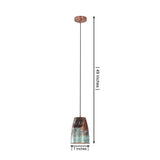 Dimension diagram of the Hudson Verdigris Tapered Pendant Light measuring 7 inches wide with a 49-inch adjustable hanging height.