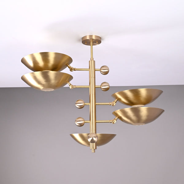 5 Lights Brass Orbital Pendant Lamp 34" Wide - 32332