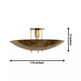 Lecce 1 light brass-tone flush mount chandelier dimension view showing 18 inch width and 7 inch overall height.