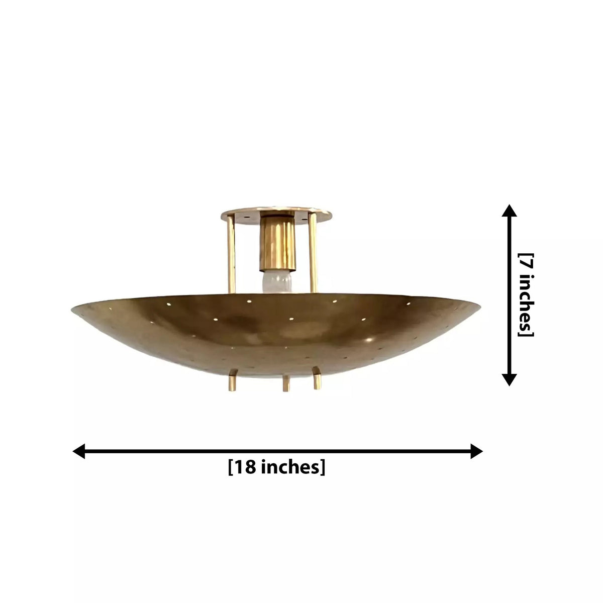 Size guide for Lecce Perforated Bowl Flush Mount Chandelier – 1 Light – 18 Inch – Model 62150