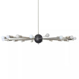 Lucca 18 light Sputnik chandelier shown in a silver-tone finish with exposed globe bulbs and sculptural radial arms.