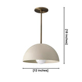 Lucerne 1 light dome pendant chandelier dimension view showing 12 inch width and 18 inch overall height.