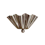 Front view of the Luna Fluted Scalloped Flush Mount Ceiling Light in a satin nickel finish with a sculptural fluted scalloped metal shade.