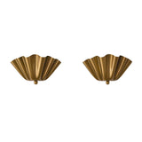 Set of two Luna Fluted Scalloped Flush Mount Ceiling Lights featuring handcrafted fluted metal shades with elegant scalloped edges and decorative finial accents.