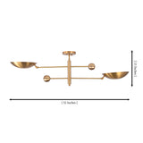 Dimension drawing of the Luna Modern Double Bowl Chandelier measuring 52 inches wide and 15 inches high