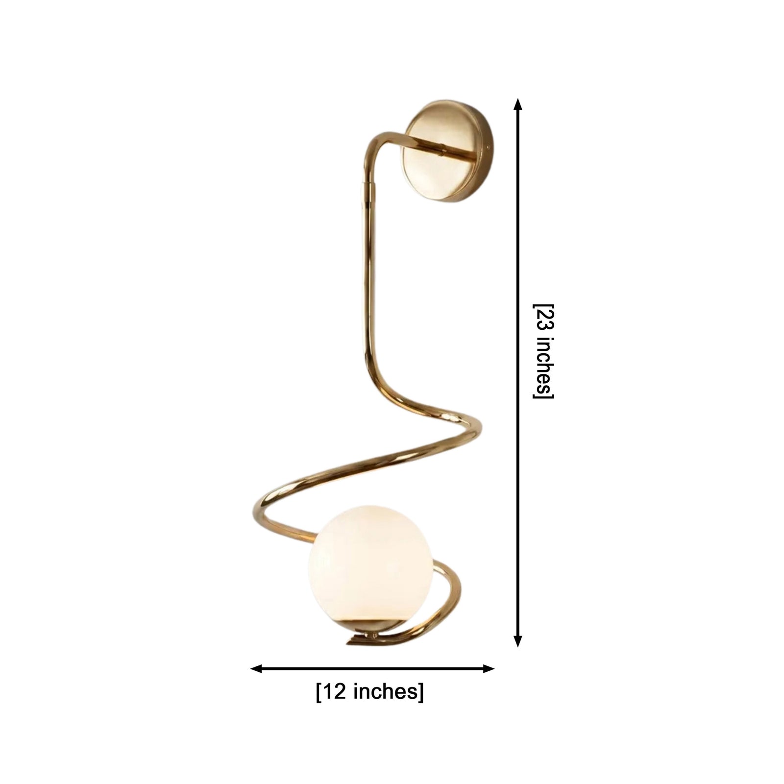 Size guide for Luna Modern Spiral Globe Wall Sconce – Single Light – 23 Inch – Model 32841