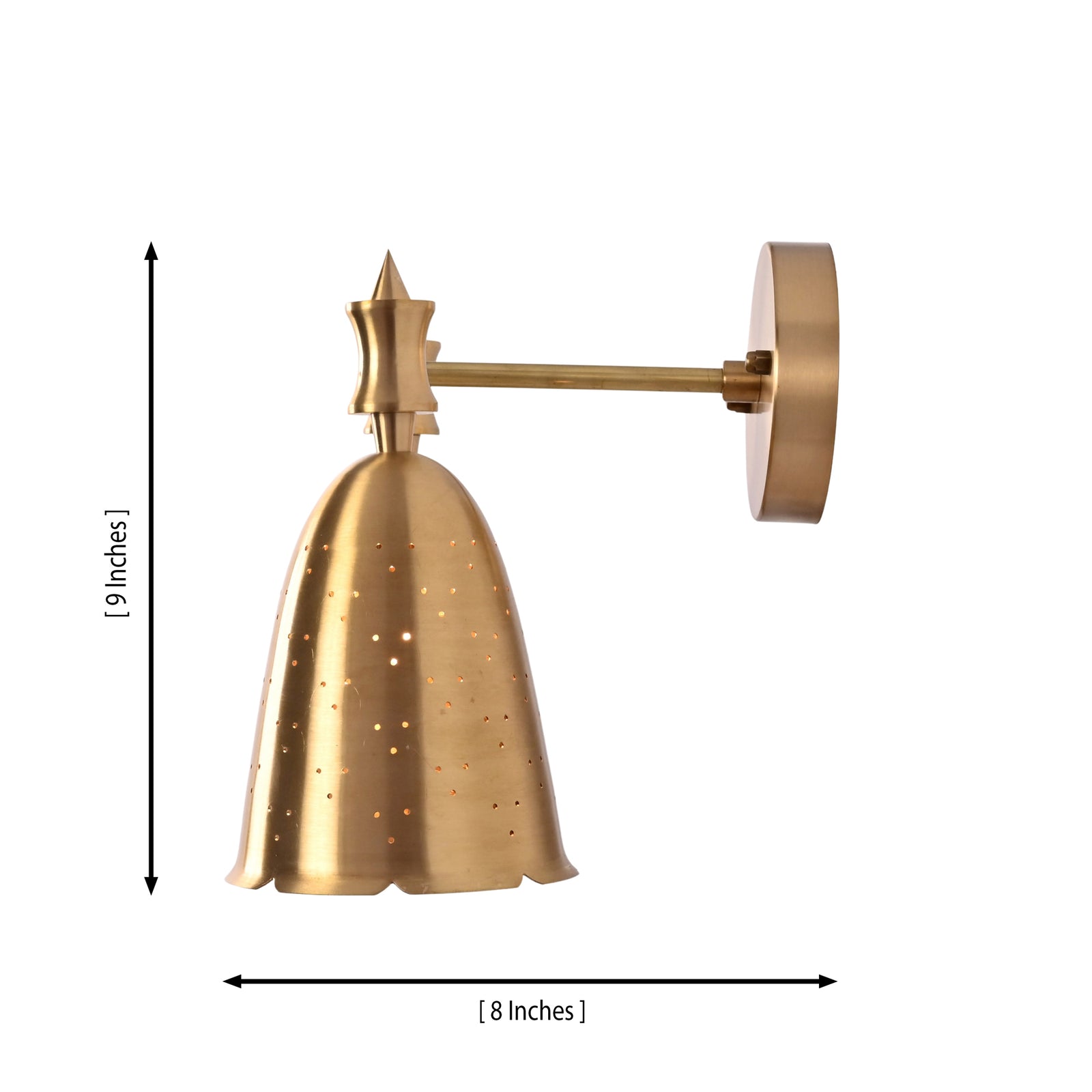 Size guide for Luna Perforated Bell Wall Sconce – 2 Light – 9 Inch – Model 32660