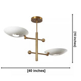 Luna 2 light sculptural disc chandelier dimensions, 40 inch width and 16 inch overall height, Model 62015