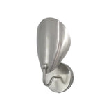 Front angled view of the Luna Sculptural Petal Wall Sconce in a satin nickel finish featuring a handcrafted organic petal-shaped metal shade with a curved wall arm.